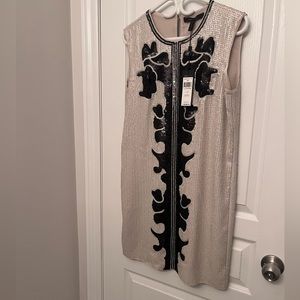 BCBG MaxAzria NWT Beige and Black Sequin Dress Size S